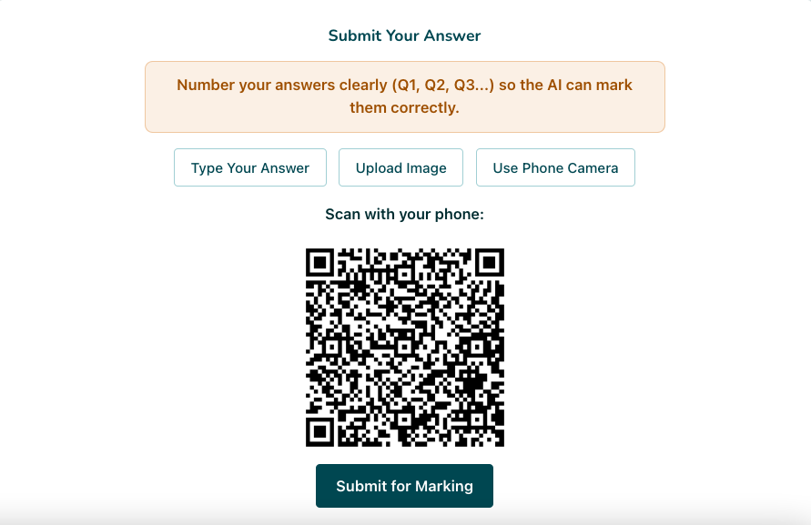 Upload handwritten answer