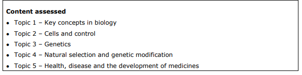 GCSE Assessment Info Edexcel Biology Paper 1