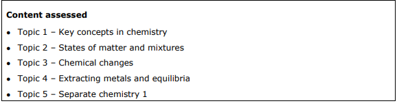 GCSE Assessment Info Edexcel Chemistry Paper 1