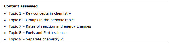 GCSE Assessment Info Edexcel Chemistry Paper 2