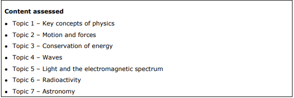 GCSE Assessment Info Edexcel Physics Paper 1