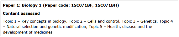 GCSE Edexcel Combined Science Paper 1