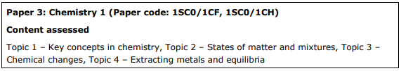 GCSE Edexcel Combined Science Paper 3 Assessment Information