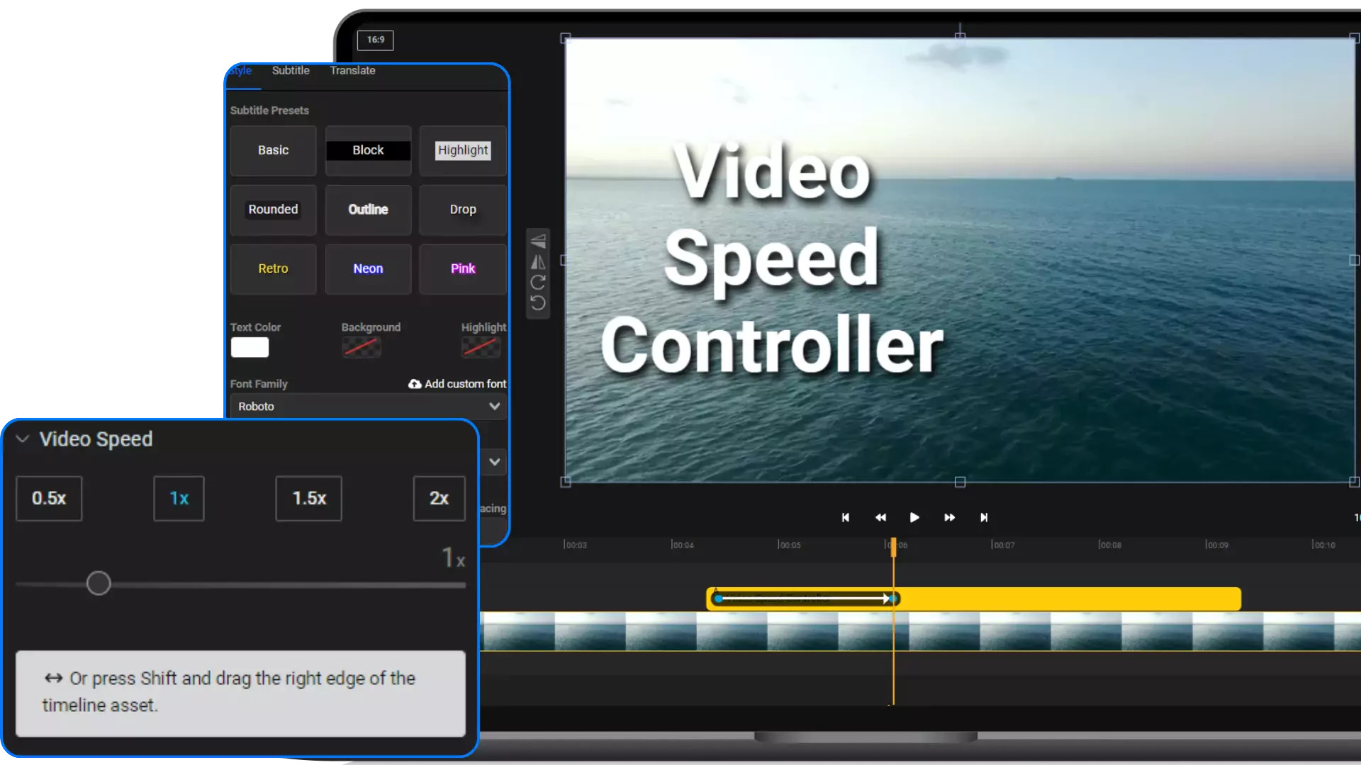 Image of the video speed tool